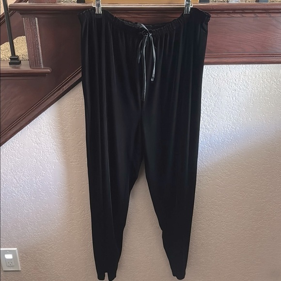 Worthington Womens 2XL Black Velvet Velour Ribbon Drawstring Comfy Lounge Pants - Picture 1 of 5